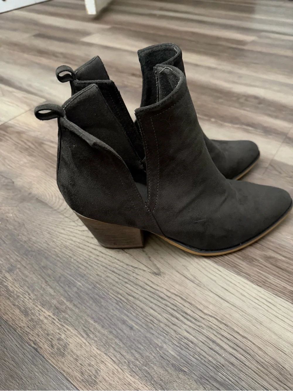 Jellypop Black Suede Pointed Ankle Booties